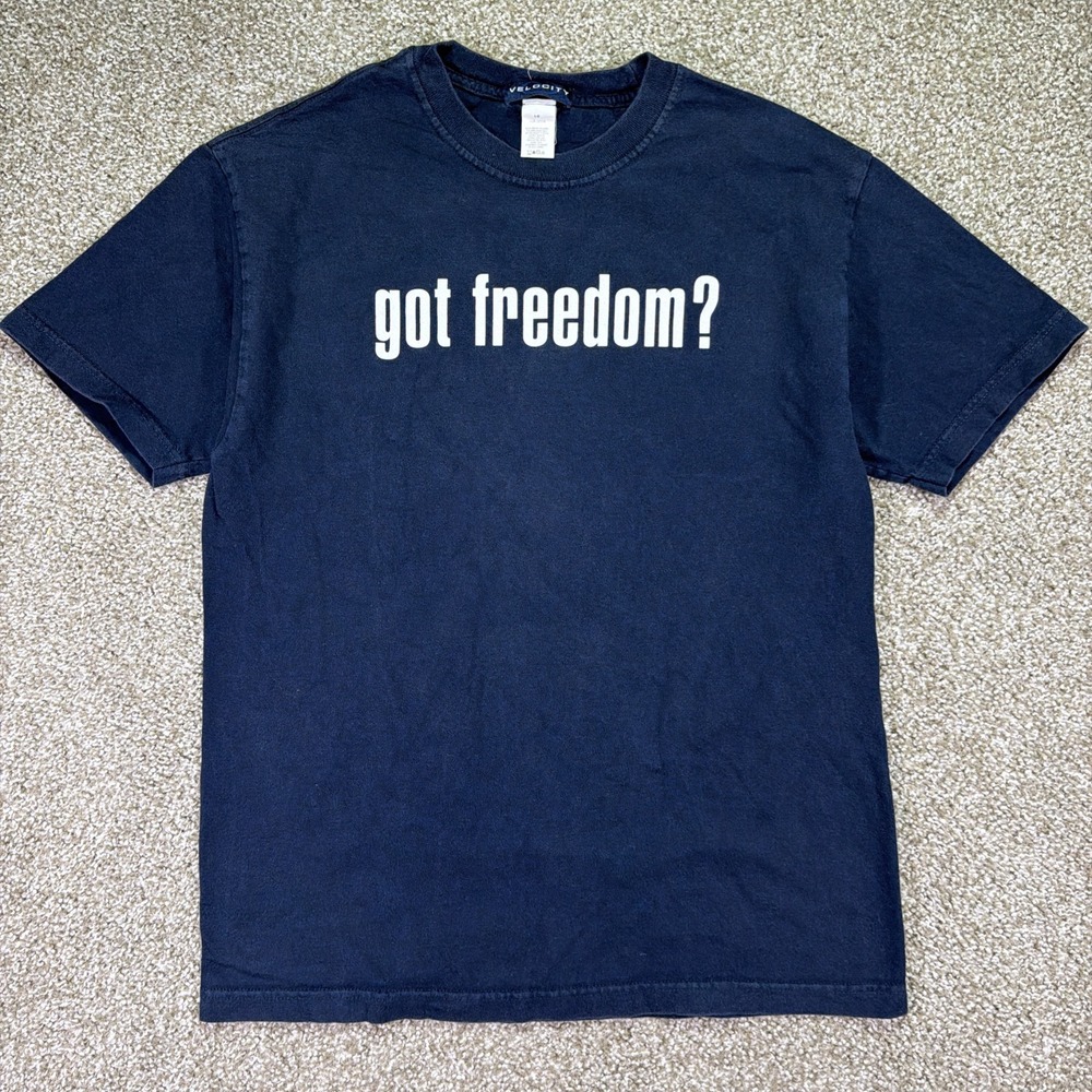 Vintage Us Navy Shirt "Got Freedom?" Size Large 90s Y2K Double Sided